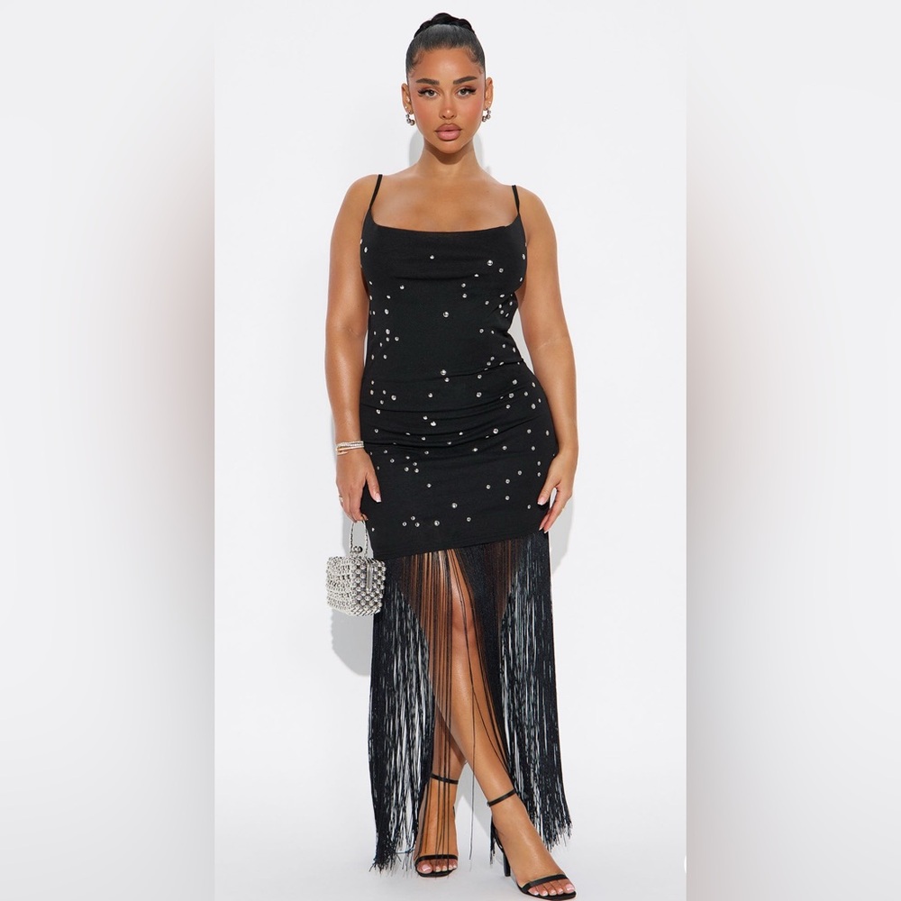 Elegant Black Fringe Dress